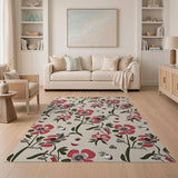 Red Vintage Red Poppy Floral Area Rug