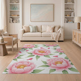 Pink Peony Songbird Floral Area Rug