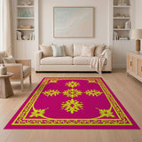 Vibrant Pink Yellow Ornate Floral Persian Rug