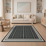 Black White Geometric Dot Wave Area Rug