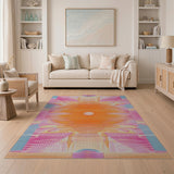 Vibrant Geometric Sunburst Multi-Color Area Rug