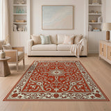 Ornate Red Persian Area Rug with Floral Medallion
