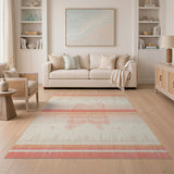 Distressed Orange Striped Vintage Area Rug