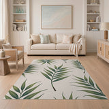 Green Palm Frond Boho Area Rug
