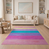 Vibrant Horizontal Geometric Modern Vibrant Multi-Color Horizontal Stripe Area Rug