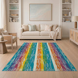 Vibrant Vertical Multi-Stripe Area Rug