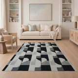 Black White Geometric Modern No. 9 Area Rug