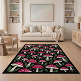 Red Whimsical Red Toadstool Mushroom Area Rug
