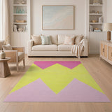Vibrant Pink Yellow Geometric Triangle Area Rug
