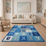 Blue Alphabet Kids Area Rug