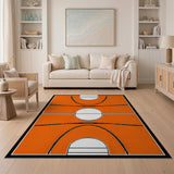 Orange Basketball Court Geometric Modern Area Rug
