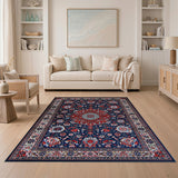 Navy Blue and Teal Navy Blue Persian Medallion Area Rug