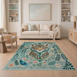 Botanical Jaguar Leaf Area Rug