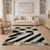 Modern Geometric Diamond Area Rug in Black Grey