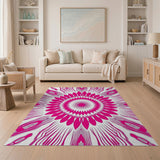 Pink Radiant Mandala Flower Area Rug