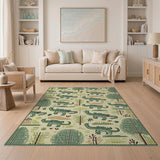 Green Crocodile Jungle Tribal Area Rug
