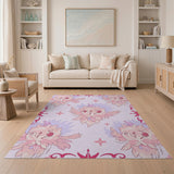 Cute Pink Winged Fluffy Creatures Rug