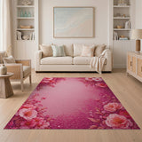 Blush Pink Peony Floral Vintage Area Rug