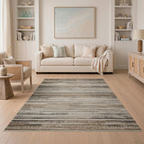 Brown Tan Striped Distressed Vintage Area Rug
