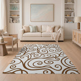 Elegant Brown Swirling Vine Area Rug