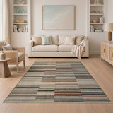 Striped Geometric Area Rug in Browns Tans