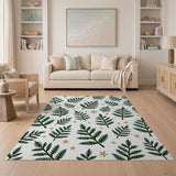 Green Fern Gold Star Pattern Area Rug