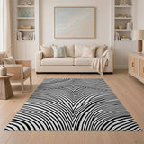 Black White Wavy Geometric Area Rug
