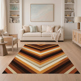 Chevron Geometric Brown Tan Area Rug