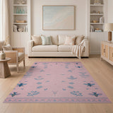 Blush Pink Bee Botanical Leaf Rug
