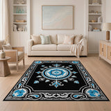 Traditional Persian Blue and Teal Ornate Blue Medallion Persian Area Rug