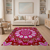 Traditional Persian Pink Vibrant Pink Mandala Area Rug