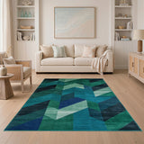 Teal Geometric Modern Area Rug