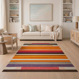 Multi-color and Patterns Stripe Vibrant Multi-Color Horizontal Stripe Area Rug