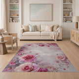 Blush Pink Roses Floral Vintage Pink Area Rug