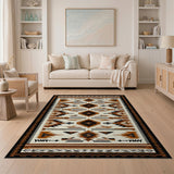 Southwestern Geometric Area Rug Black Rust Ivory