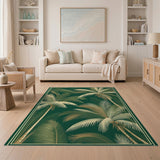 Green Emerald Green Palm Leaf Area Rug