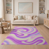 Vibrant Purple Swirl Abstract Area Rug