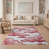 Red Polka Dot Clouds Area Rug
