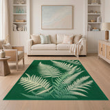 Green Vintage Green Fern Leaf Area Rug