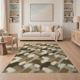 Beige Brush Stroke Geometric Area Rug