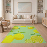 Yellow Vibrant Lemon Slice Fruit Pattern Area Rug