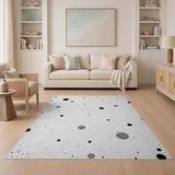 Textured Black White Circle Scatter Area Rug