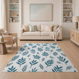 Teal Leaf Star Scatter Area Rug
