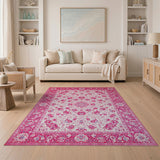 Pink Traditional Persian Vibrant Pink Persian Floral Area Rug