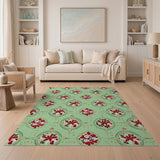 Red Poinsettia Medallion Persian Area Rug