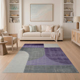 Purple Grey Geometric Abstract Area Rug