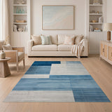 Geometric Modern Blue and Teal Navy Blue Geometric Block Area Rug