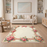 Pink Rose Bow Floral Vintage Area Rug