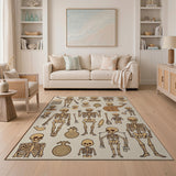 Beige Skeleton Heritage Folk Art Rug