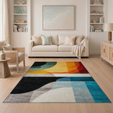 Vibrant Multi-Color Geometric Abstract Area Rug
